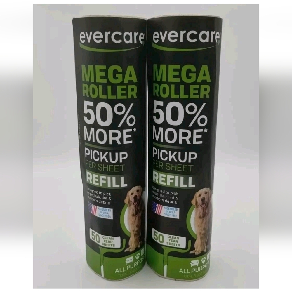 Evercare Adhesive Lint Roller Refill Sheets, 50 Sheets Each. Lot Of 2.